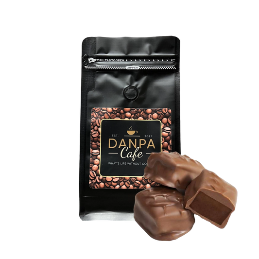 Rocca Mocha branded dark chocolate espresso beans