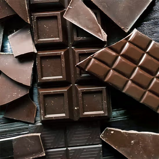 Assorted Dark Chocolate bars arranged on a tabletop